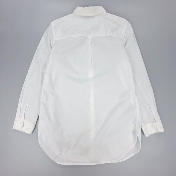 GARNET HILL Organic Pima Cotton Long Tunic Minimal Button Down Shirt White 14 - Picture 5 of 6